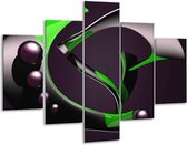 Glasschilderij -  Modern - Groen, Grijs, Zwart - 100x70cm 5Luik - Geen Acrylglas Schilderij - GroepArt 6000+ Glasschilderijen Collectie - Wanddecoratie- Foto Op Glas
