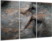 GroepArt - Schilderij -  Stenen - Grijs, Bruin - 120x80cm 3Luik - 6000+ Schilderijen 0p Canvas Art Collectie
