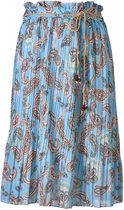 Dames plissé rok paisley touwtjes blauw kort | Maat Onze size (XS-XL)