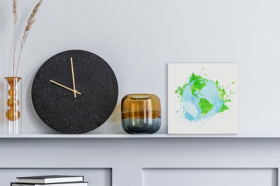Peintures sur Toile - Illustration Splashing Globe - 20x20 cm - Décoration Décoration murale