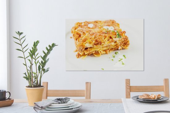 Lasagne sur toile fond blanc 2cm 90x60 cm - Tirage photo sur toile (Décoration murale salon / chambre)