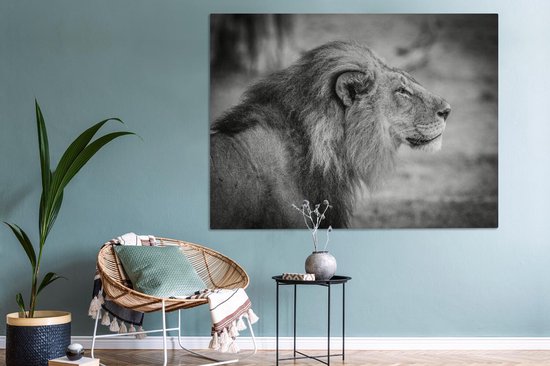Toile de lion mâle 2cm 160x120 cm - Tirage photo sur toile (Décoration murale salon / chambre) / Animaux sauvages Peintures sur toile XXL / Groot format!