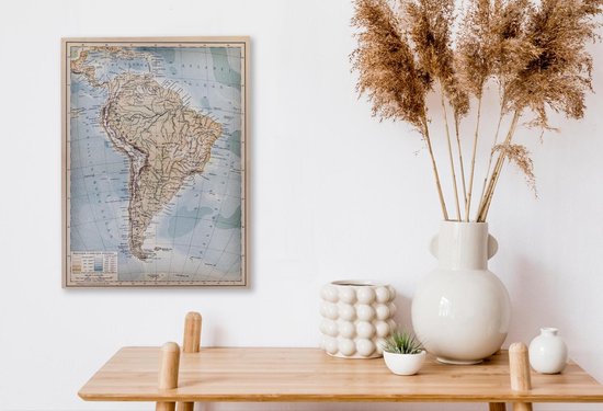 Canvas Wereldkaart - 30x40 - Wanddecoratie Klassieke wereldkaart Zuid-Amerika