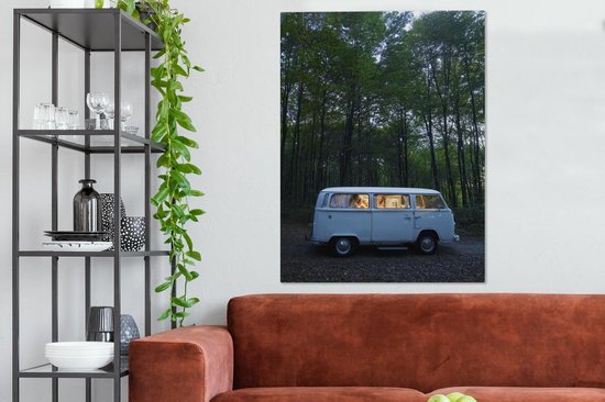 Canvas Schilderij Bus - Licht - Bos - 90x120 cm - Wanddecoratie