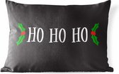 Buitenkussens - Tuin - Kerst quote Ho ho ho op een zwarte achtergrond - 50x30 cm