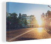 Coucher de soleil abstrait dans le quartier Jordaan à Amsterdam 120x80 cm - Tirage photo sur toile (Décoration murale salon / chambre)
