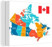 Une illustration du Canada avec des provinces colorées 40x30 cm - petit - Tirage photo sur toile (Décoration murale salon / chambre)