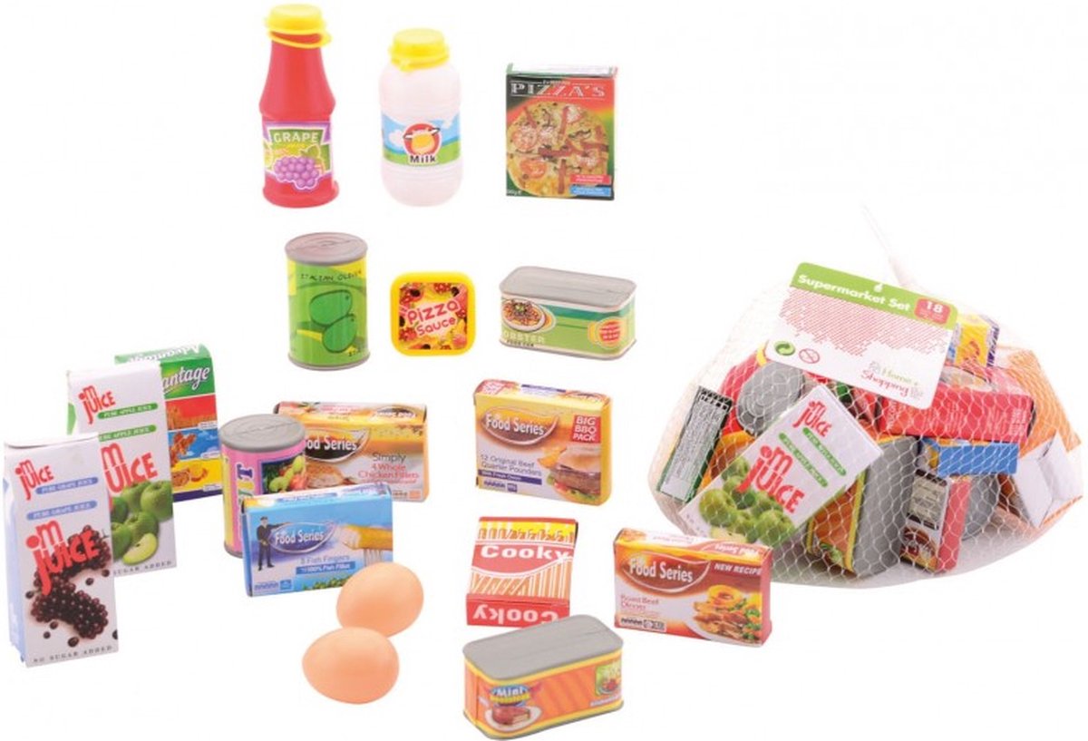 Johntoy Home and Kitchen Supermarkt Accessoires Speelgoedeten en Drinken - 18 stuks — afbeelding 4
