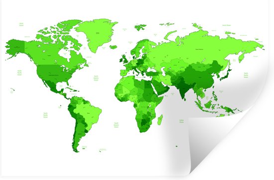 Stickers muraux - Wereldkaart - Trendy - Vert - 120x80 cm - Film adhésif