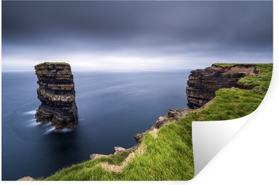 Sticker Muursticker Irlande - Formation rocheuse Dún Briste en Irlande - 120x80 cm - film adhésif autocollant - sticker mural repositionnable