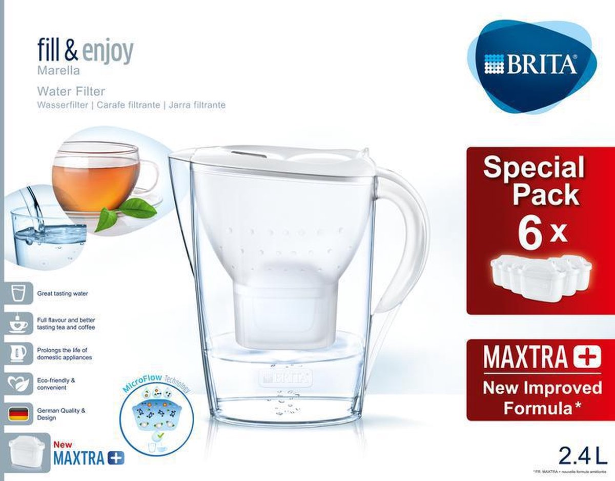 BRITA - Waterfilterkan Marella Cool - Wit - 2,4L + 6 MAXTRA+  Waterfilterpatronen | bol.com