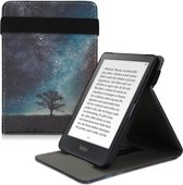 Etui kwmobile pour Kobo Clara HD - Etui de protection e-reader avec poignée - Design Galaxy and Tree - bleu / gris / noir