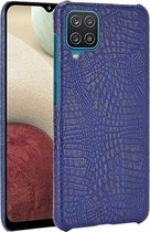 Voor Samsung Galaxy A22 4G Schokbestendige Krokodil Textuur PC + PU Case (Blauw)