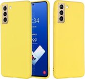 Voor Samsung Galaxy S21 FE 5G pure kleur vloeibare siliconen schokbestendige volledige dekking (geel)