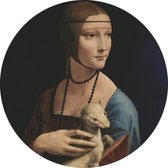 De dame met de hermelijn, Leonardo da Vinci - Foto op Behangcirkel - ⌀ 60 cm