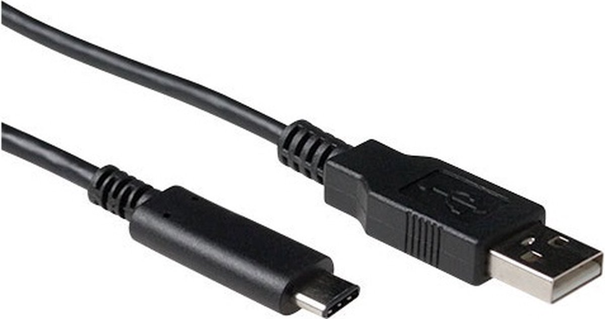 ACT SB0014 USB-C 2.0 Kabel | USB-C Male/USB-A Male | Zwart | 1 meter