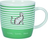Kitchencraft Mok Cat Fine Bone China 425 Ml Porselein Groen