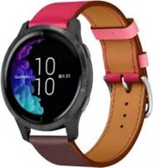 Leer Smartwatch bandje - Geschikt voor  Garmin Venu leren bandje - knalroze/roodbruin - Horlogeband / Polsband / Armband