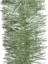 6x stuks kerstslingers salie groen (sage) 270 x 10 cm - Folie lametta guirlandes/slingers