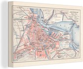Canvas Schilderij Illustratie van een stadsplattegrond van Amsterdam - 60x40 cm - Wanddecoratie