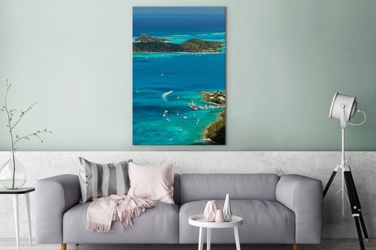 Caribbean Harbor Canvas 120x180 cm - Tirage photo sur toile (Décoration murale salon / chambre) XXL / Grand format!