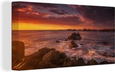 Canvas Schilderij Een zonsondergang boven Big Sur in Amerika - 80x40 cm - Wanddecoratie
