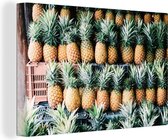 Ananas sur un marché au Mexique Toile 120x80 cm - Tirage photo sur toile (Décoration murale salon / chambre)