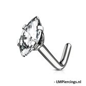 Neuspiercing Marquise ovale steen high quality wit