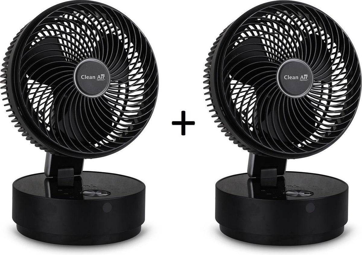 Clean Air Optima® 2 stuks CA-404B - Design Circulator Ventilator - Oscillatie 80º en 180º - Extreem stil - Slaapmodus