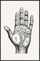 JUNIQE - Poster in kunststof lijst Palmistry -20x30 /Grijs & Wit