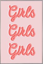 JUNIQE - Poster met kunststof lijst Girls Girls Girls -13x18 /Roze