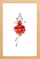 JUNIQE - Poster in houten lijst Strawberries -40x60 /Rood & Wit