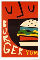 JUNIQE - Poster Yum Burger -20x30 /Geel & Oranje
