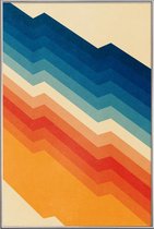 JUNIQE - Poster met kunststof lijst Barricade -40x60 /Blauw & Ivoor