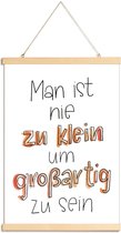JUNIQE - Posterhanger Nie zu Klein -20x30 /Oranje & Wit