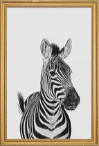 JUNIQE - Poster met houten lijst Zebra Classic -40x60 /Wit & Zwart