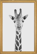 JUNIQE - Poster met houten lijst Giraffe Classic -60x90 /Wit & Zwart