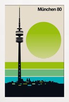 JUNIQE - Poster met houten lijst Vintage München 80 -13x18 /Groen &