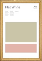 JUNIQE - Poster met houten lijst Flat white - minimalistisch -30x45