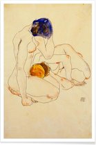 JUNIQE - Poster Schiele - Two Friends -40x60 /Ivoor & Oranje