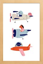 JUNIQE - Poster met houten lijst Aeroplane Race II -13x18 /Kleurrijk