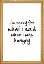 JUNIQE - Poster met houten lijst hungry -30x45 /Zwart