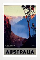 JUNIQE - Poster in houten lijst australia1 -20x30 /Blauw & Bruin