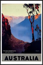 JUNIQE - Poster in kunststof lijst australia1 -20x30 /Blauw & Bruin