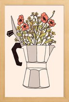 JUNIQE - Poster in houten lijst Moka Flowers Colors -40x60 /Grijs &