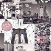 Dutch Wallcoverings - Freestyle New York grijs/roze
