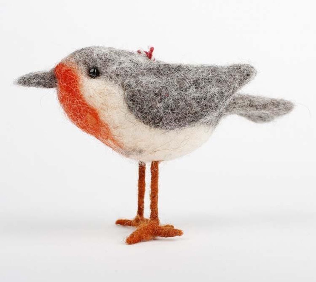 Vilten vogeltje roodborstje 10cm
