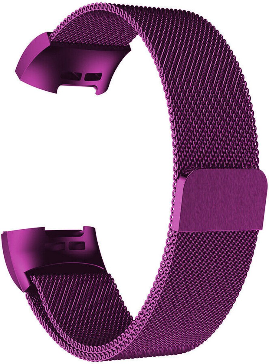 geschikt voor Fitbit geschikt voor Fitbit Charge 4 Milanese band - paars - Large