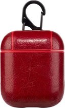 AirPods hoesjes van By Qubix - AirPods 1/2 hoesje Litchi PU Series - hard case - Rood