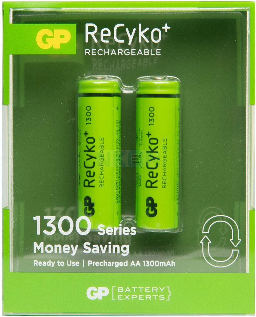 GP ReCyko+ Oplaadbare AA-batterijen - 1300 mAh - 2 stuks